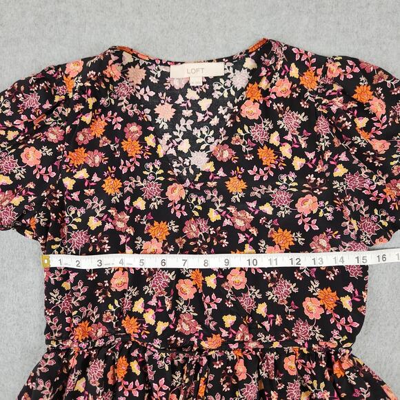 Loft Top Womens Size XS V Neck Floral Wrap Blouse - Picture 12 of 14
